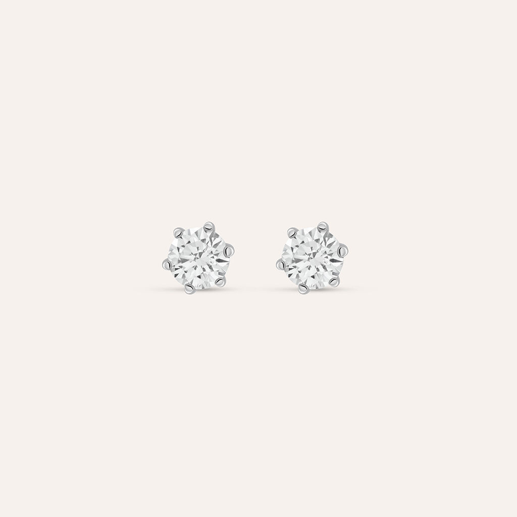 Orecchini Lobo Punto Luce Claire Oro Bianco Cubic Zirconia - Orecchini a Lobo Donna | Stroili