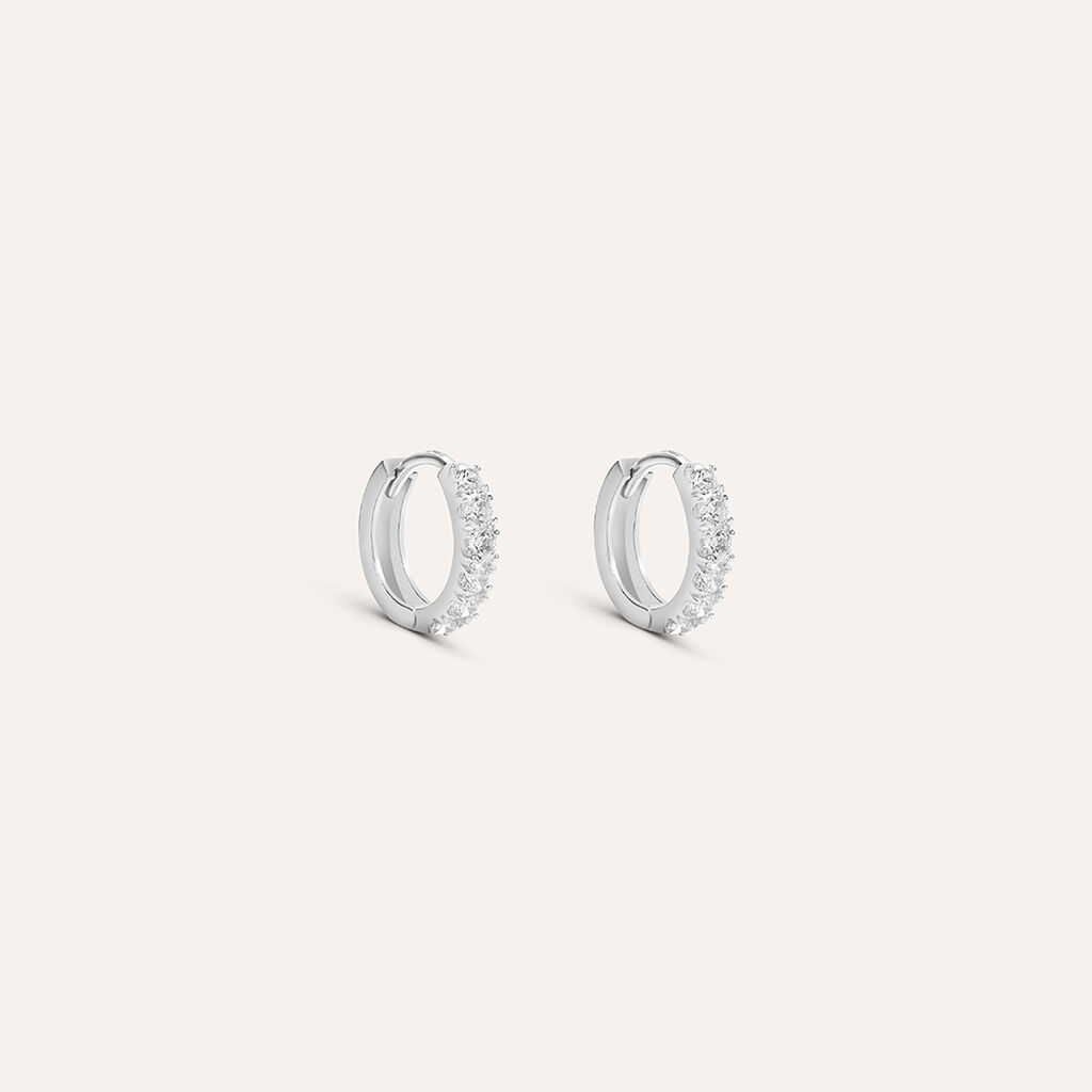 Orecchini A Cerchio Toujours Oro Bianco Cubic Zirconia - Orecchini a Cerchio Donna | Stroili