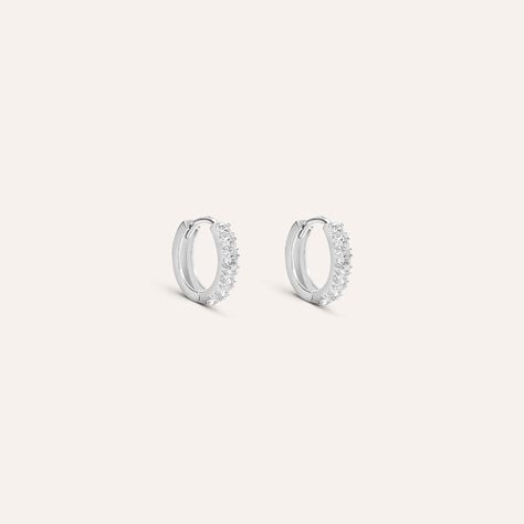 Orecchini A Cerchio Toujours Oro Bianco Cubic Zirconia - Orecchini a Cerchio Donna | Stroili