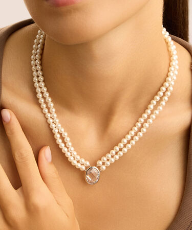 Collana Silver Pearls Argento Rodiato Perla sintetica Cubic Zirconia