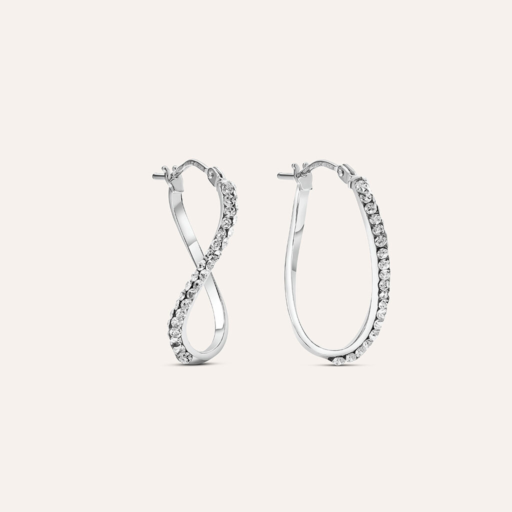 Orecchini A Cerchio Toujours Oro Bianco Cristallo