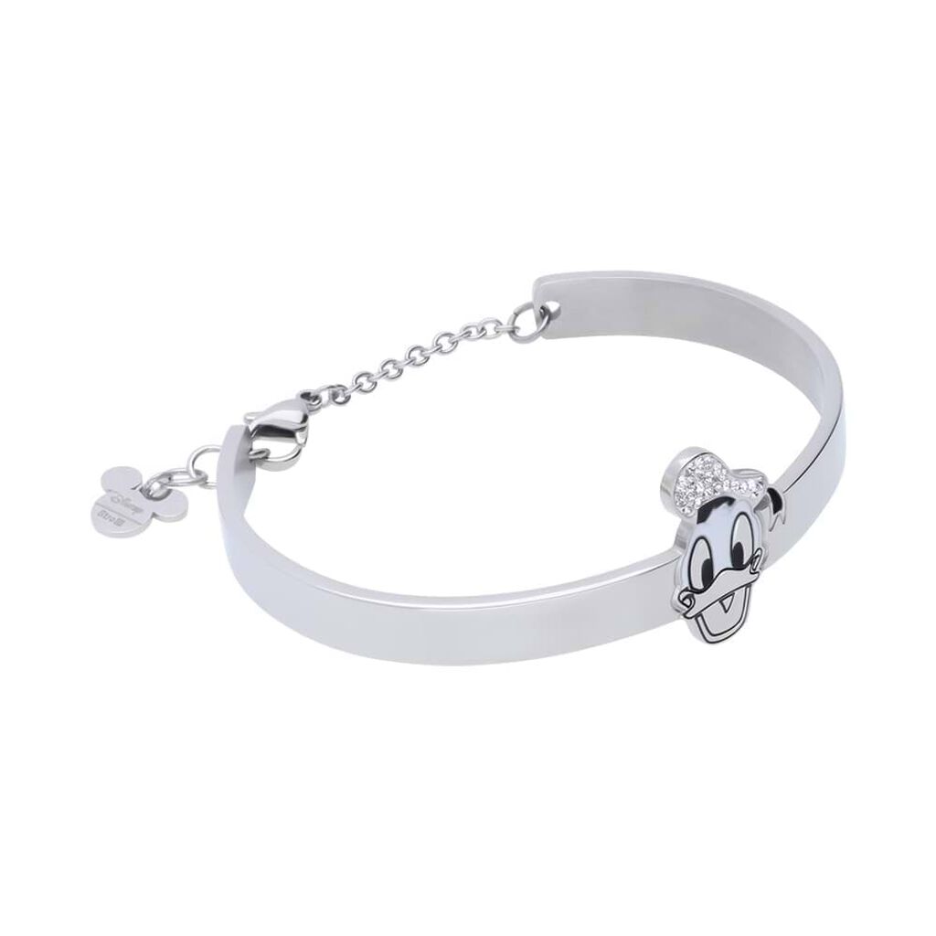 Bracciale rigido in acciaio con Paperino e strass