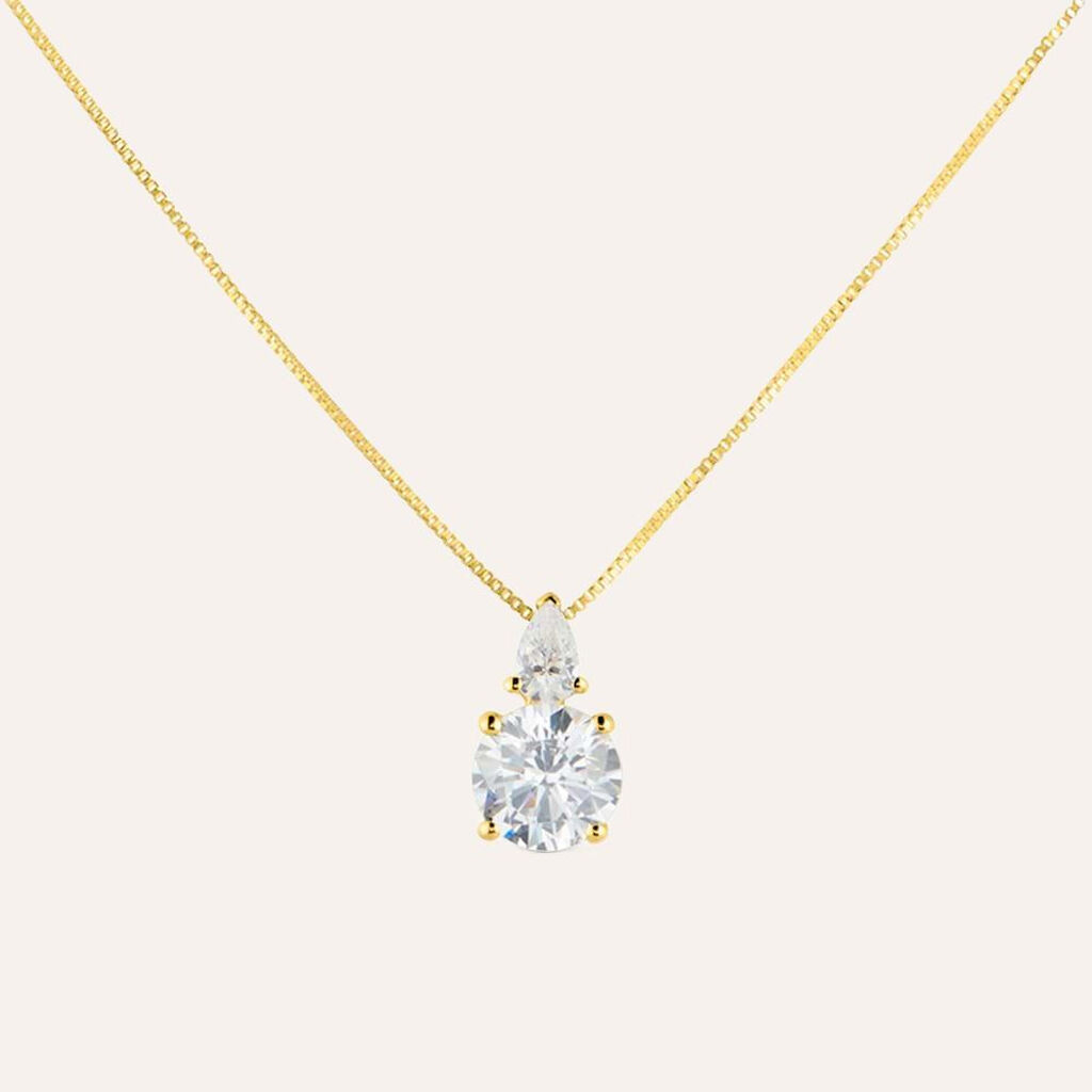 Collana Doppio Punto Luce Claire Oro Giallo Cubic Zirconia