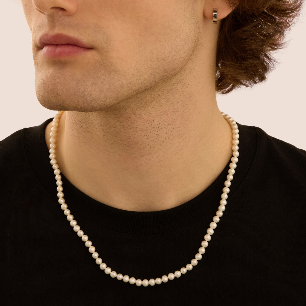 Collana L'homme Or Oro Giallo Perla D'Acqua Dolce