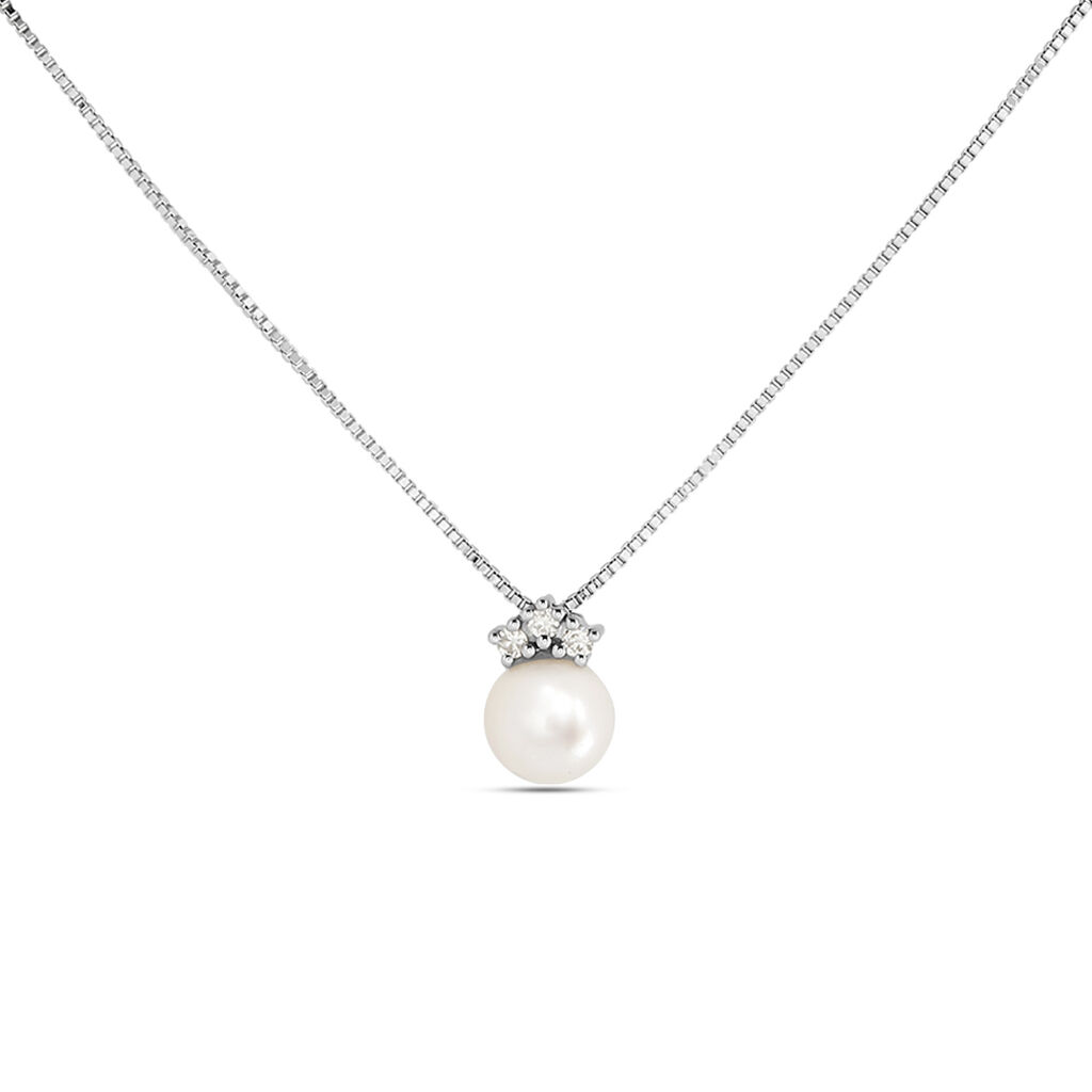 Collana Gabrielle Precious Oro Bianco Perla D'Acqua Dolce Diamante