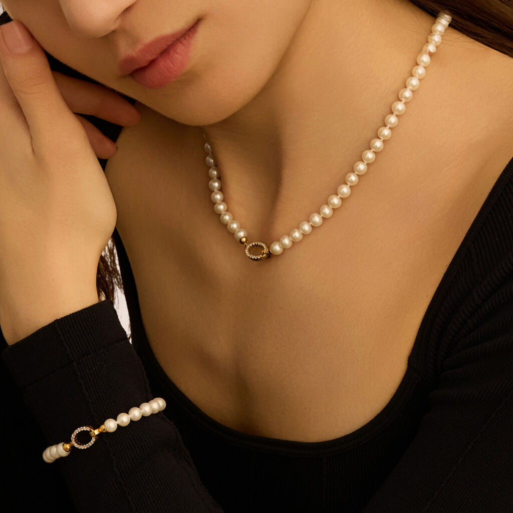 Collana Gabrielle Oro Giallo Perla D'Acqua Dolce