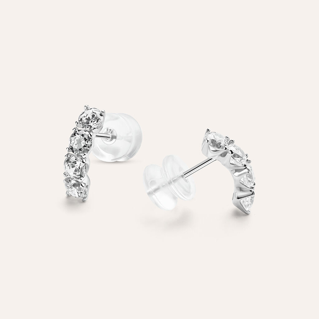 Orecchini Lobo Claire Oro Bianco Cubic Zirconia - Orecchini a Lobo Donna | Stroili