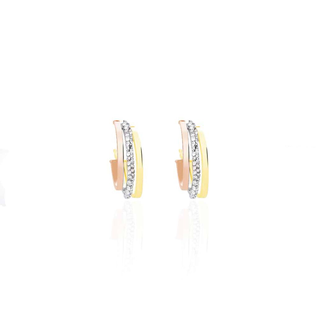 Orecchini A Cerchio Toujours Oro Tricolore Cristallo - Orecchini a Cerchio Donna | Stroili