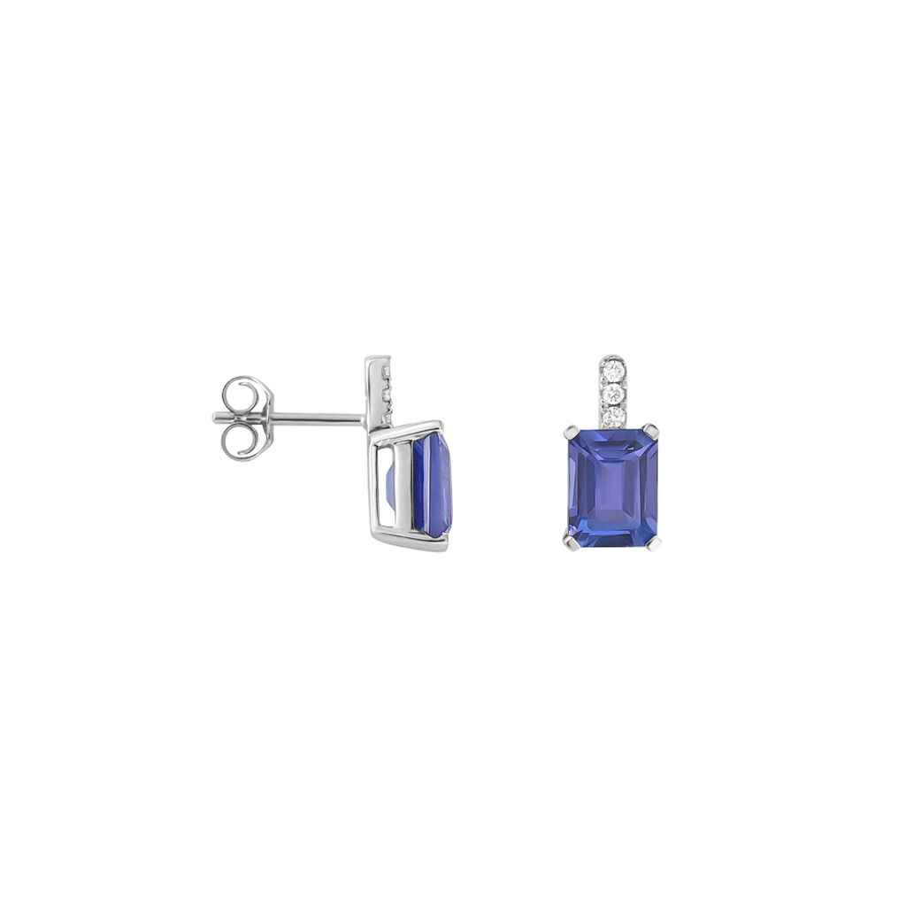 Orecchini Lobo Jasmine Oro Bianco Tanzanite Diamante - Orecchini a Lobo Donna | Stroili