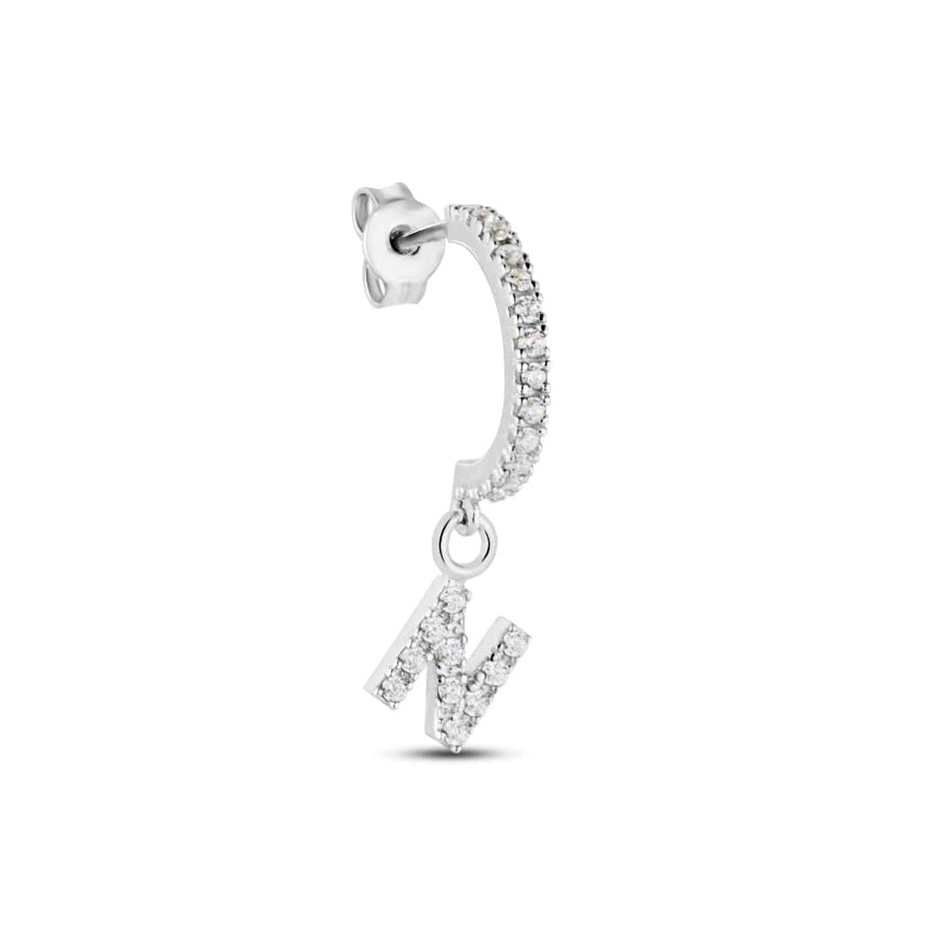 Mono Orecchino A Cerchio Silver Moments Argento Rodiato Cubic Zirconia