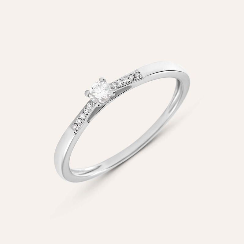 Anello Solitario Grace Oro Bianco Diamante - Anelli con Pietre Donna | Stroili