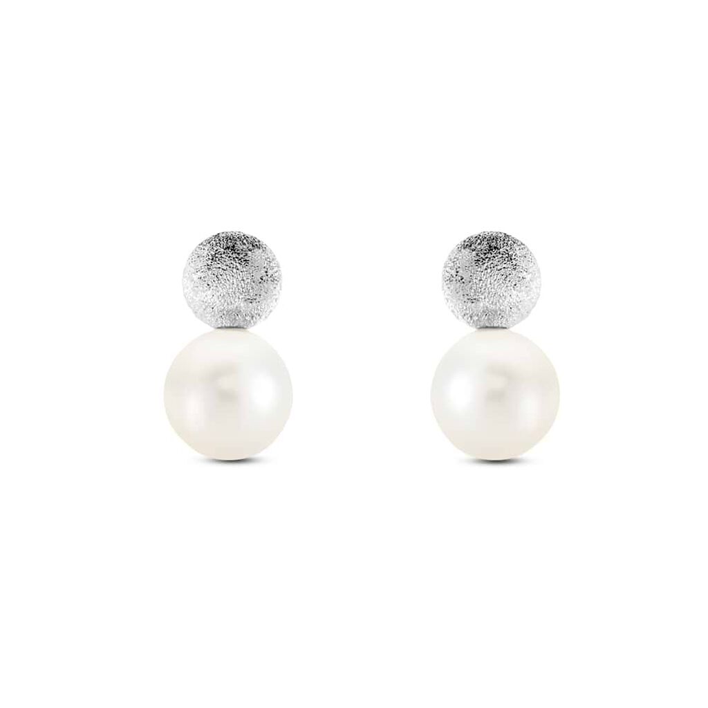 Orecchini Lobo Silver Pearls Argento Rodiato Perla sintentica