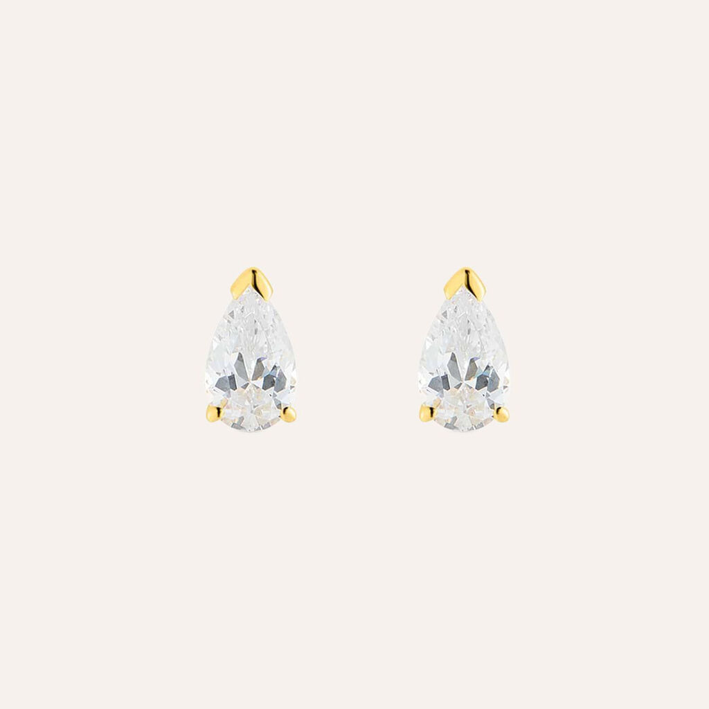 Orecchini Lobo Punto Luce Claire Oro Giallo Cubic Zirconia
