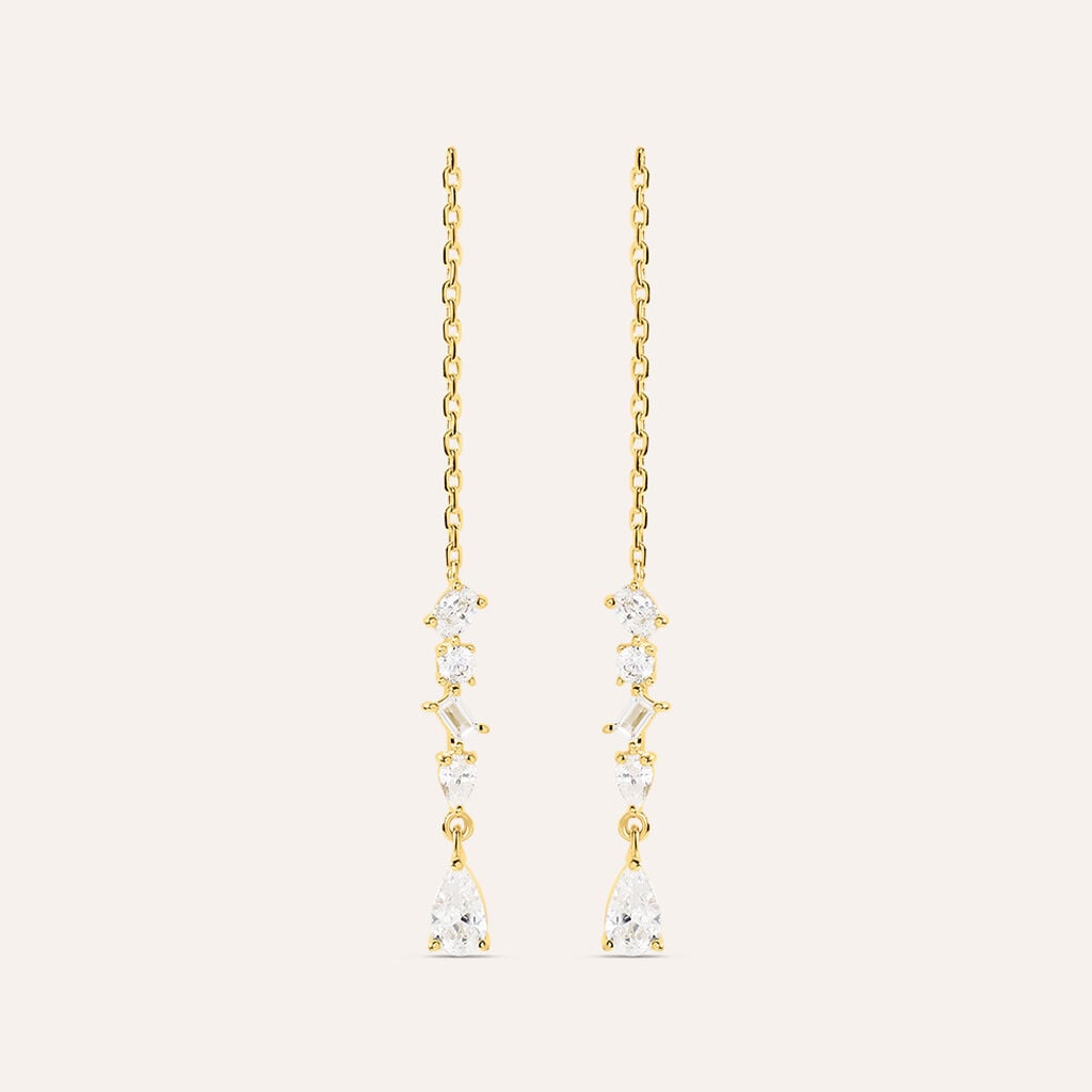 Orecchini Pendenti Silver Glow Argento Dorato Cubic Zirconia