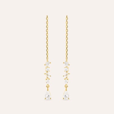 Orecchini Pendenti Silver Glow Argento Dorato Cubic Zirconia
