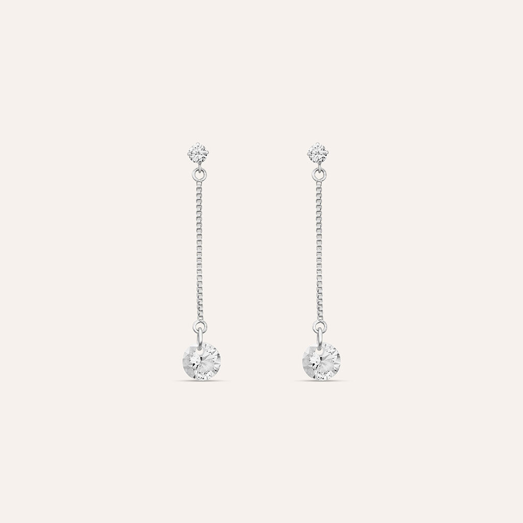 Orecchini Pendenti Punto Luce Claire Oro Bianco Cubic Zirconia