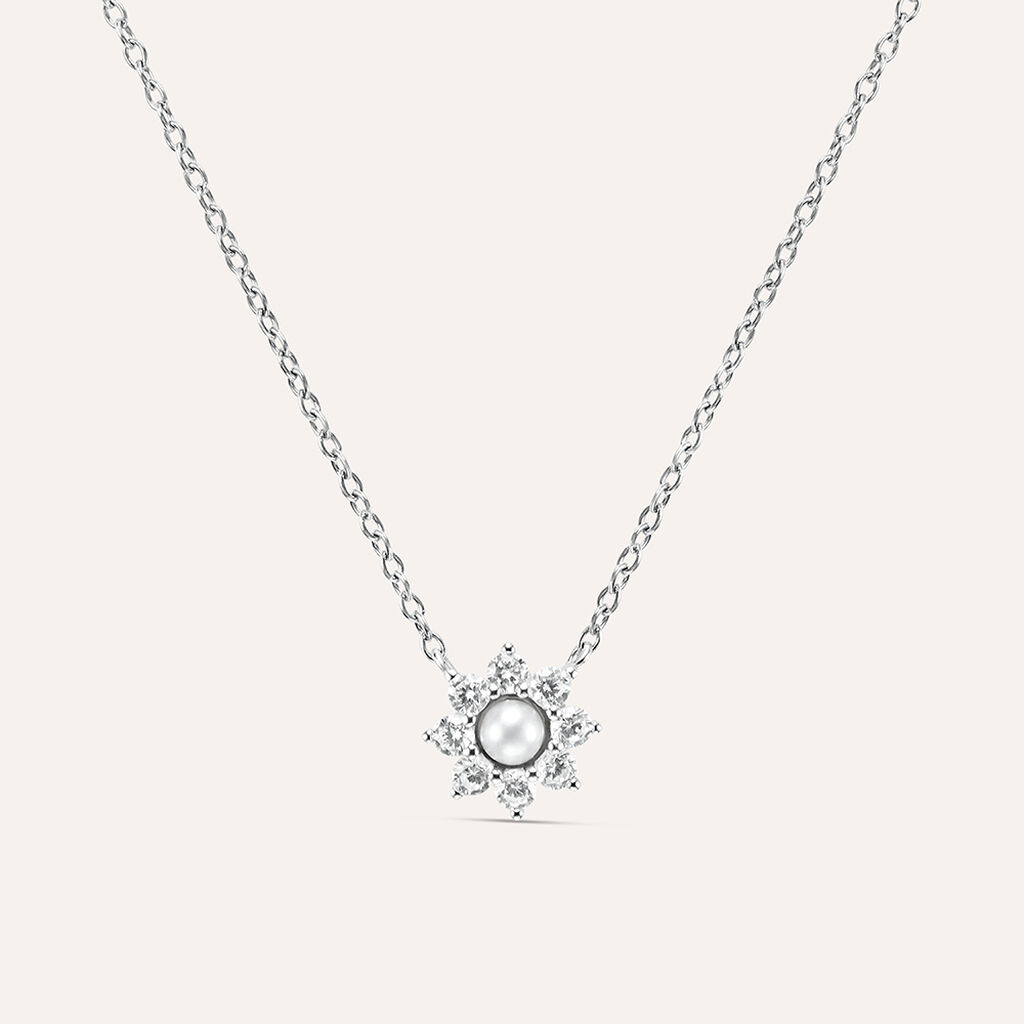 Collana Silver Pearls Argento Rodiato Perla sintetica Cubic Zirconia