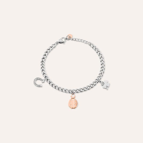 Bracciale Lady Chic Acciaio Bicolore Bianco / Rosa Cristallo - Bracciali con Incisione Donna | Stroili