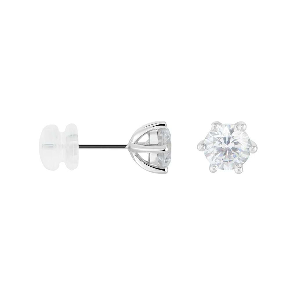 Orecchini Lobo Punto Luce Claire Oro Bianco Cubic Zirconia - Orecchini a Lobo Donna | Stroili