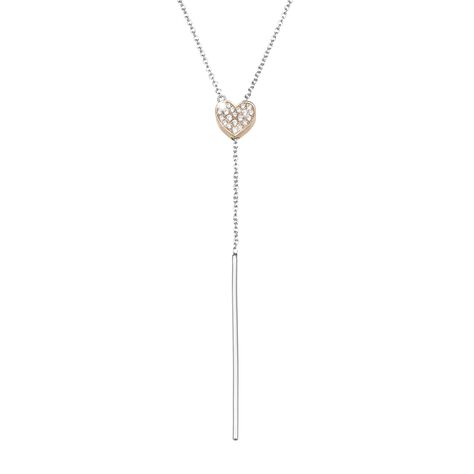 Girocollo cuore in argento rodiato e zirconi - Collane Donna | Stroili