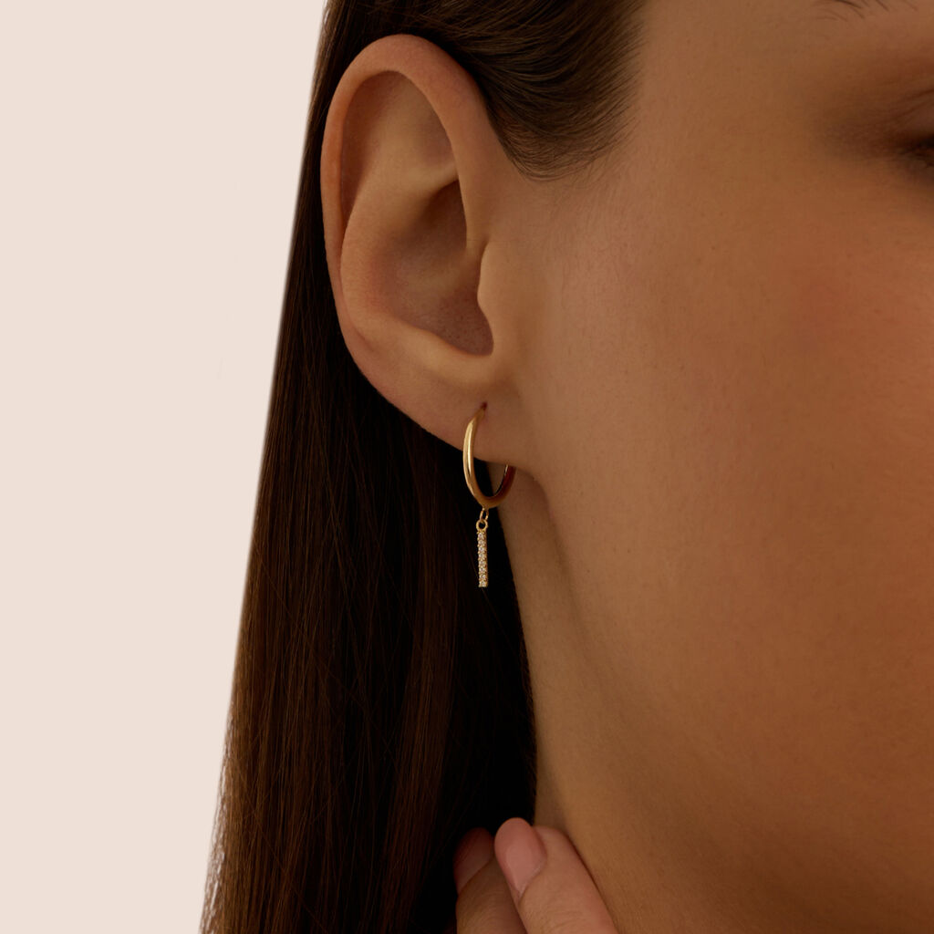 Mono Orecchino A Cerchio Toujours Oro Giallo Cubic Zirconia