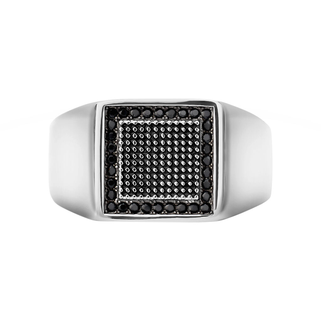 Anello Chevalier Gentleman Argento Bicolore Bianco / Nero Cubic Zirconia - Anelli Chevalier Uomo | Stroili