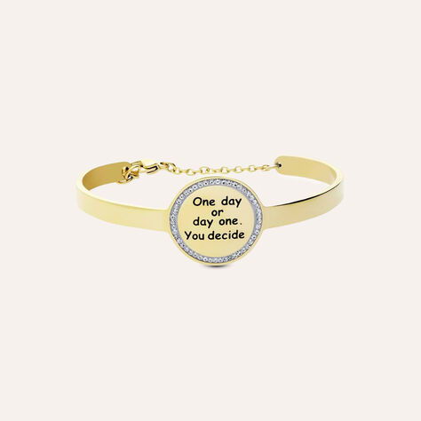 Bangle One day or day one. You decide. in acciaio dorato e strass - Bracciali Donna | Stroili