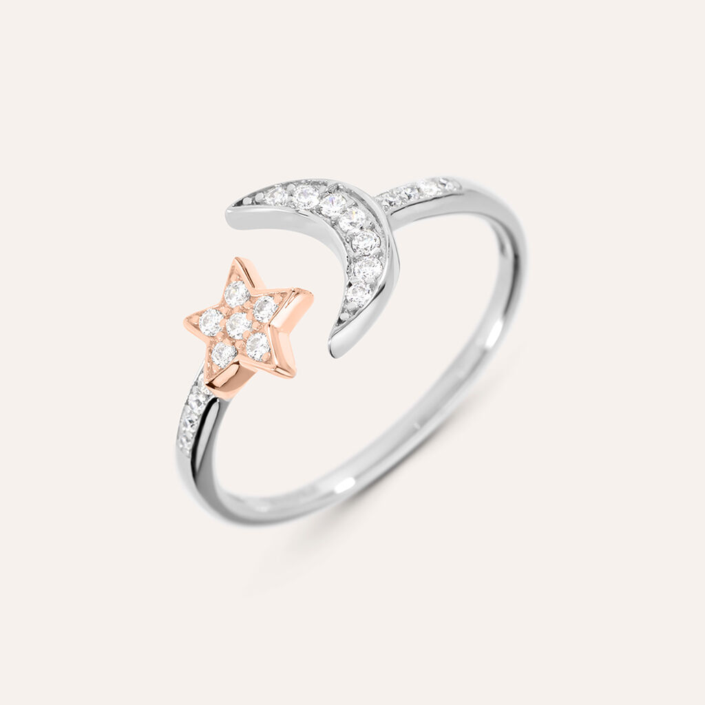 Anello Contrarie Silver Moments Argento Bicolore Bianco / Rosa Cubic Zirconia