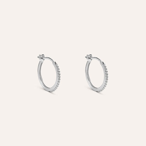 Orecchini A Cerchio Toujours Oro Bianco Cubic Zirconia - Orecchini a Cerchio Donna | Stroili