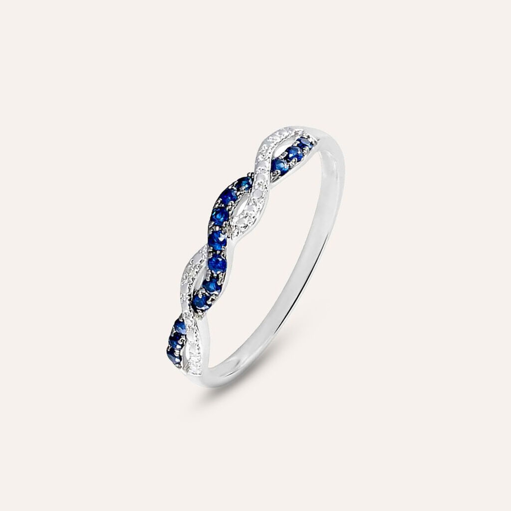 Anello in oro bianco con zaffiri 0.13 ct e diamanti 0.0125 ct