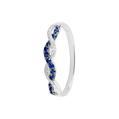 Anello in oro bianco con zaffiri 0.13 ct e diamanti 0.0125 ct - Anelli Vintage Donna | Stroili