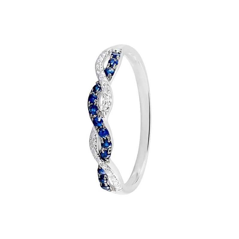 Anello in oro bianco con zaffiri 0.13 ct e diamanti 0.0125 ct - Anelli Vintage Donna | Stroili