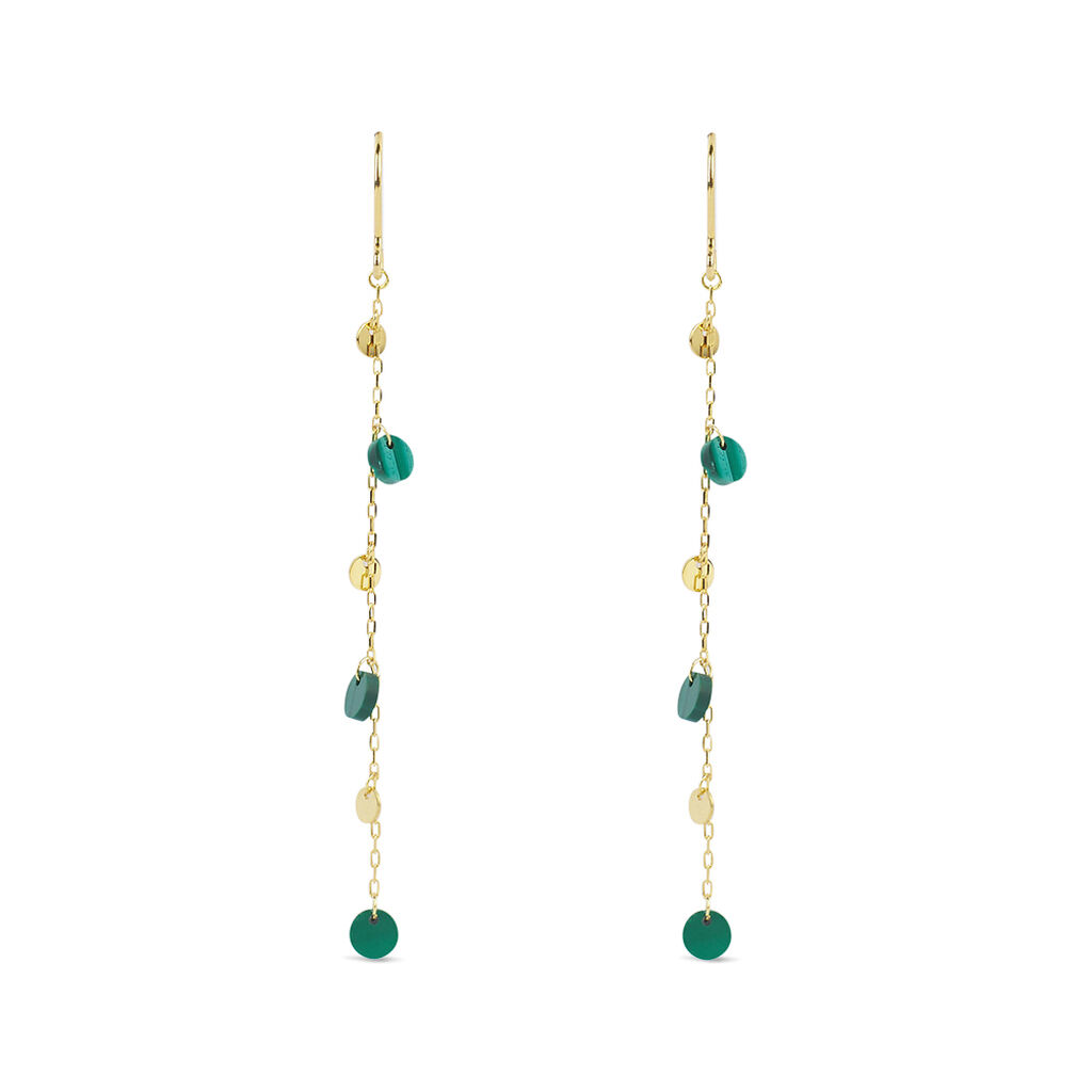 Orecchini Pendenti Beverly Oro Giallo Malachite
