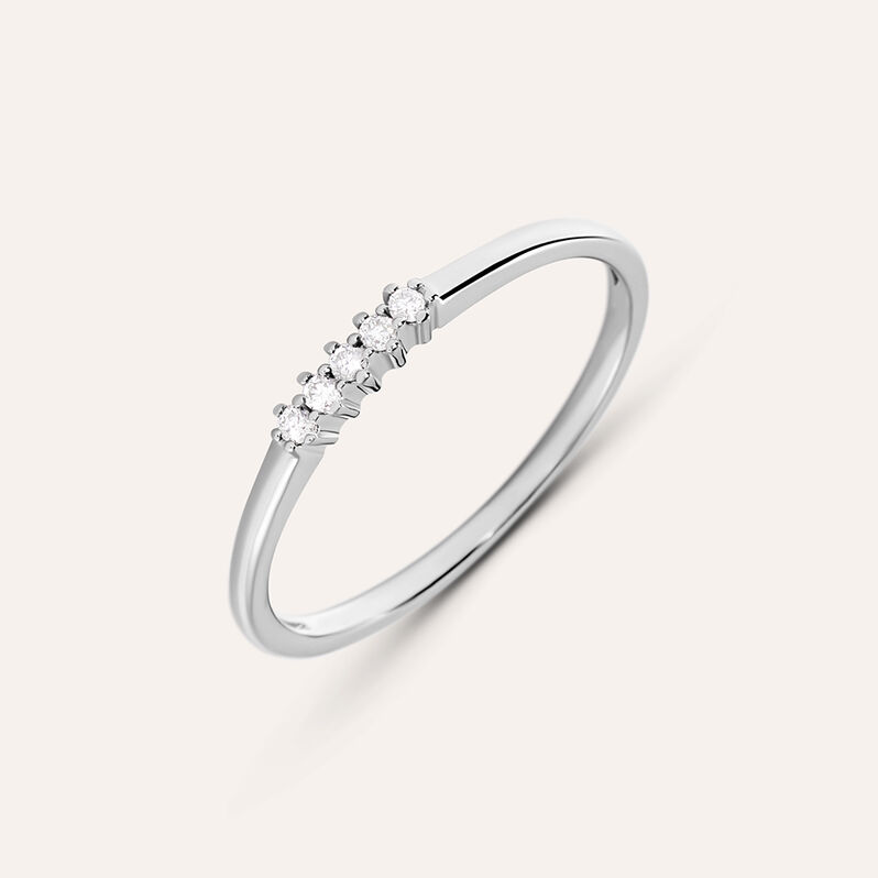 Anello Riviere Grace Oro Bianco Diamante - Anelli Riviere Donna | Stroili