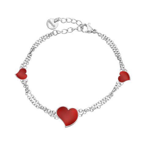 Bracciale in acciaio e cuore smalto rosso - Bracciali Donna | Stroili