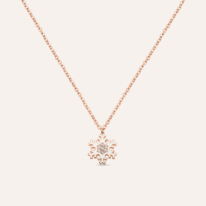 Collana Lady Sweet Acciaio Rosato Fiocco di neve e Cristalli - Collane Donna | Stroili
