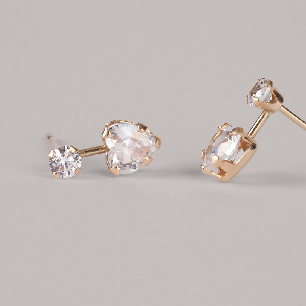 Orecchini Lobo Doppio Punto Luce Bon Ton Oro Giallo Cubic Zirconia - Orecchini a Lobo Donna | Stroili