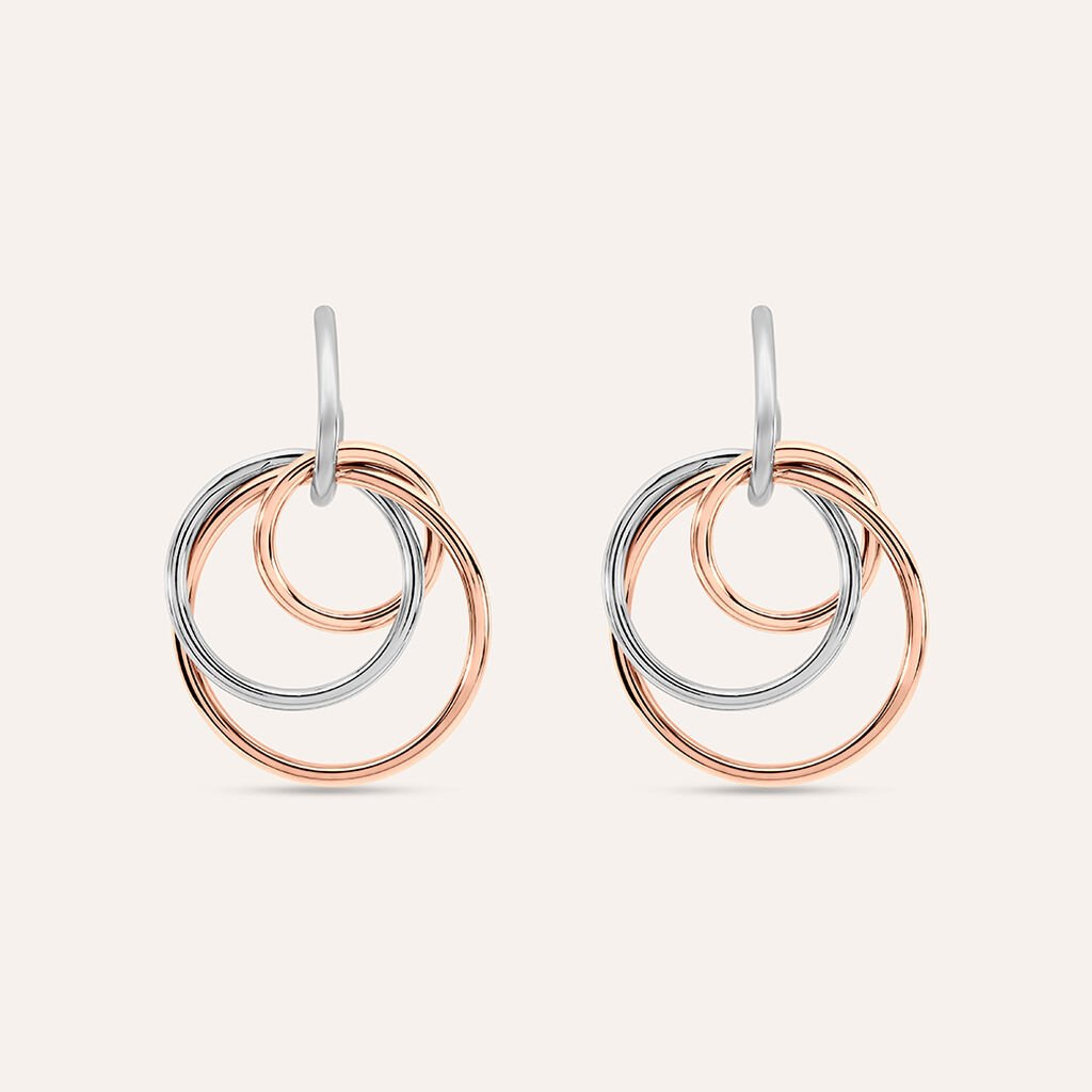 Orecchini Pendenti Sunrise Acciaio Bicolore Bianco / Rosa