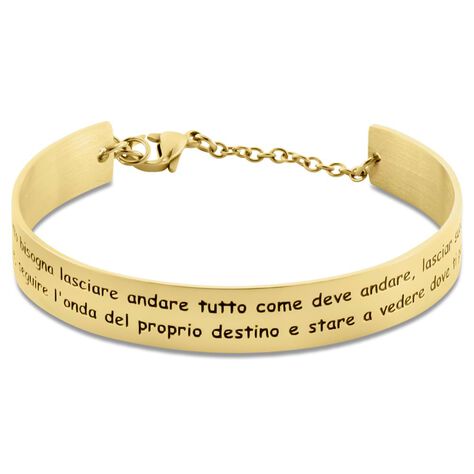 Bangle Lady Message Acciaio Dorato Destiny e Cristalli - Bracciali Donna | Stroili