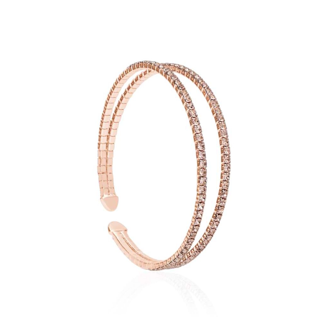 Bracciale bangle in metallo rosato e cristalli