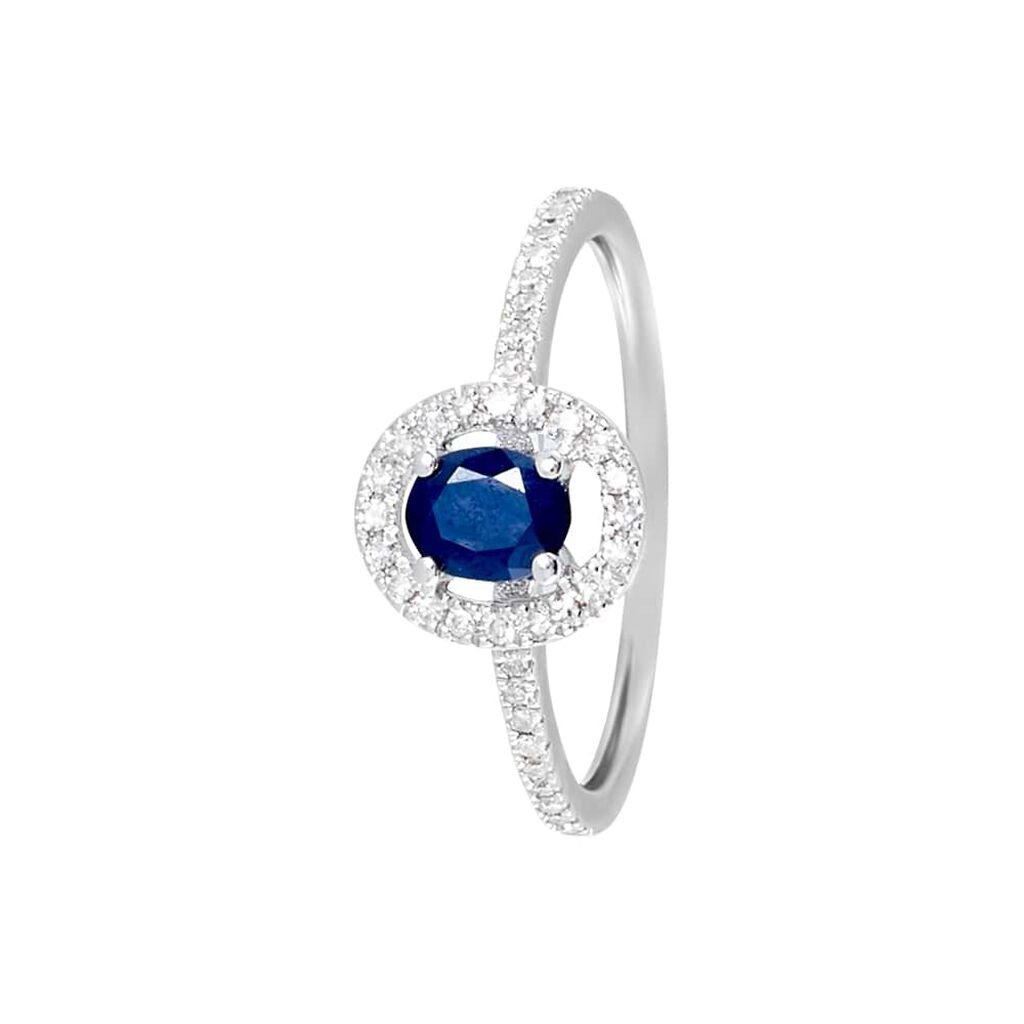 Anello Solitario Elizabeth Crown Oro Bianco Zaffiro Diamante - Anelli con Pietre Donna | Stroili