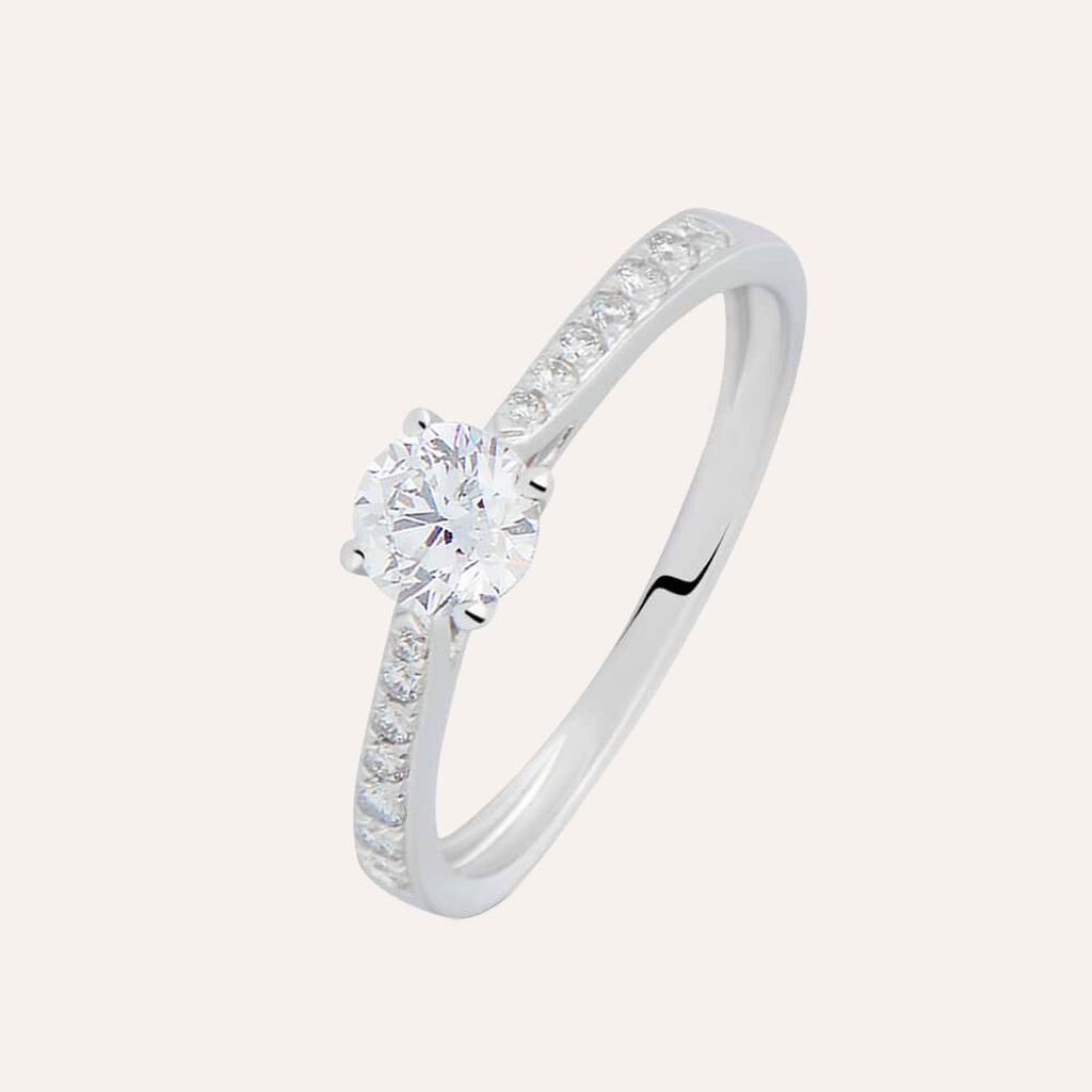 Anello Solitario Diamade Oro Bianco Diamante Lab-Grown