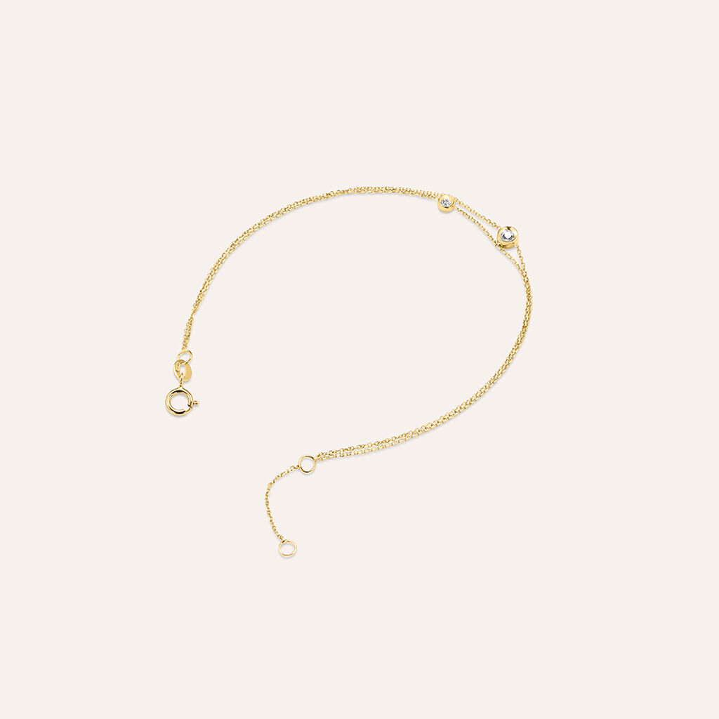 Bracciale Doppio Punto Luce Claire Oro Giallo Cubic Zirconia - Bracciali Amicizia Donna | Stroili