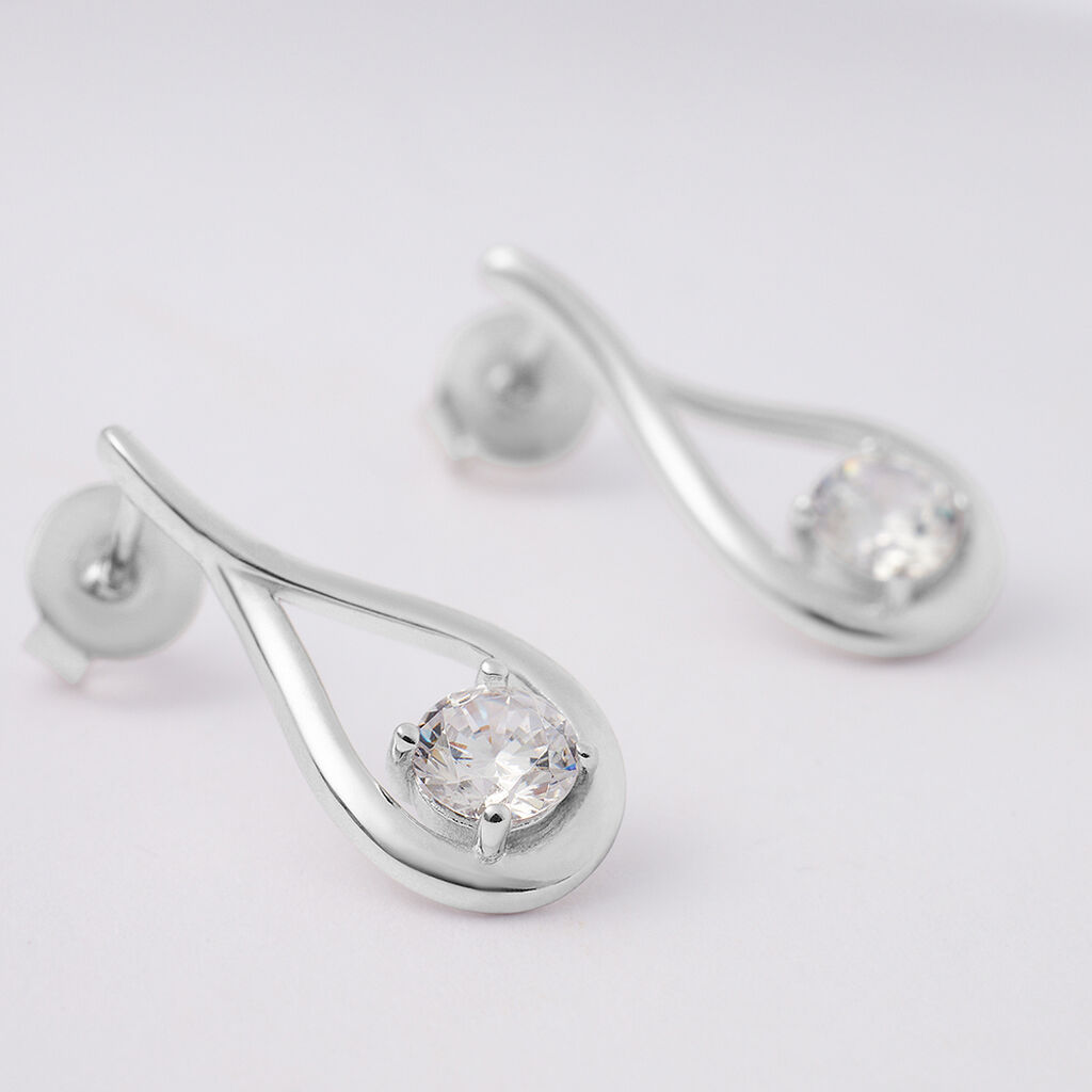 Orecchini Lobo Silver Elegance Argento Rodiato Cubic Zirconia - Orecchini a Lobo Donna | Stroili