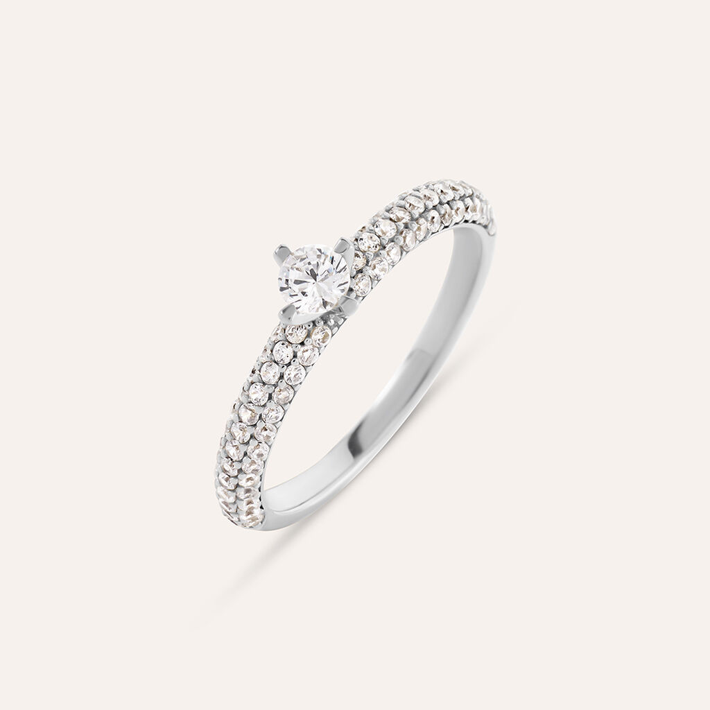 Anello Solitario Desideria Argento Nobile Rodiato Cubic Zirconia
