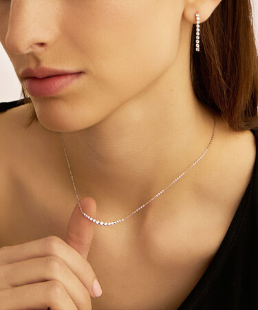 Orecchini Pendenti Tennis Claire Oro Bianco Cubic Zirconia