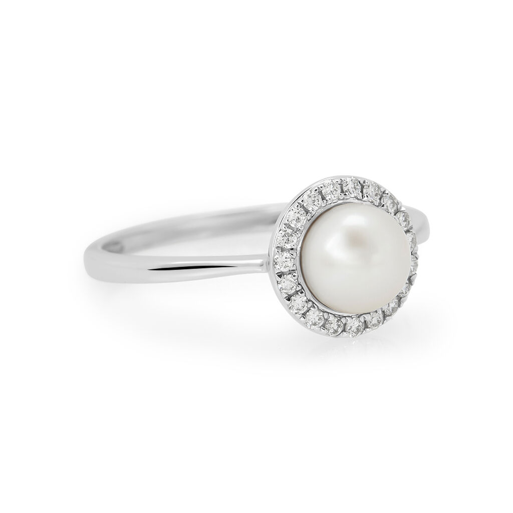 Anello Solitario Gabrielle Precious Oro Bianco Perla D'Acqua Dolce Diamante - Anelli con Pietre Donna | Stroili