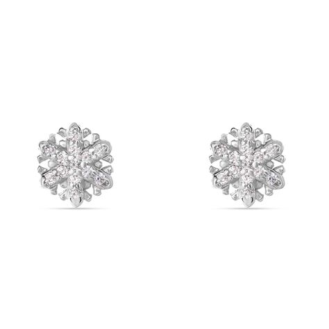 Orecchini a lobo in argento rodiato forma fiocco di neve e zirconi - Orecchini a Lobo Donna | Stroili