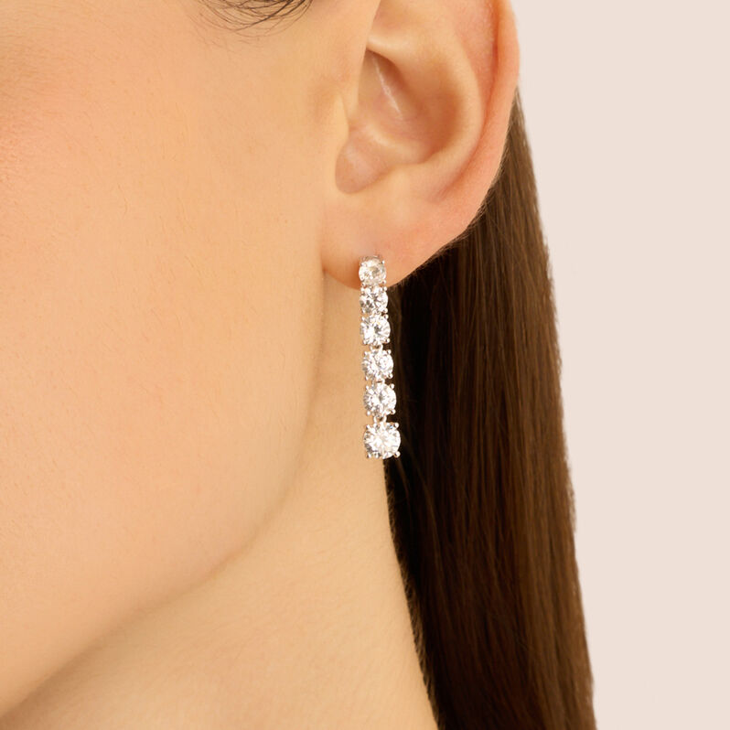 Orecchini Pendenti Tennis Silver Elegance Argento Rodiato Cubic Zirconia - Orecchini Pendenti Donna | Stroili