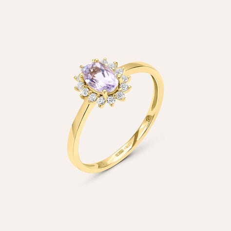 Anello Solitario Amélie Oro Giallo Ametista Cubic Zirconia - Anelli con Pietre Donna | Stroili
